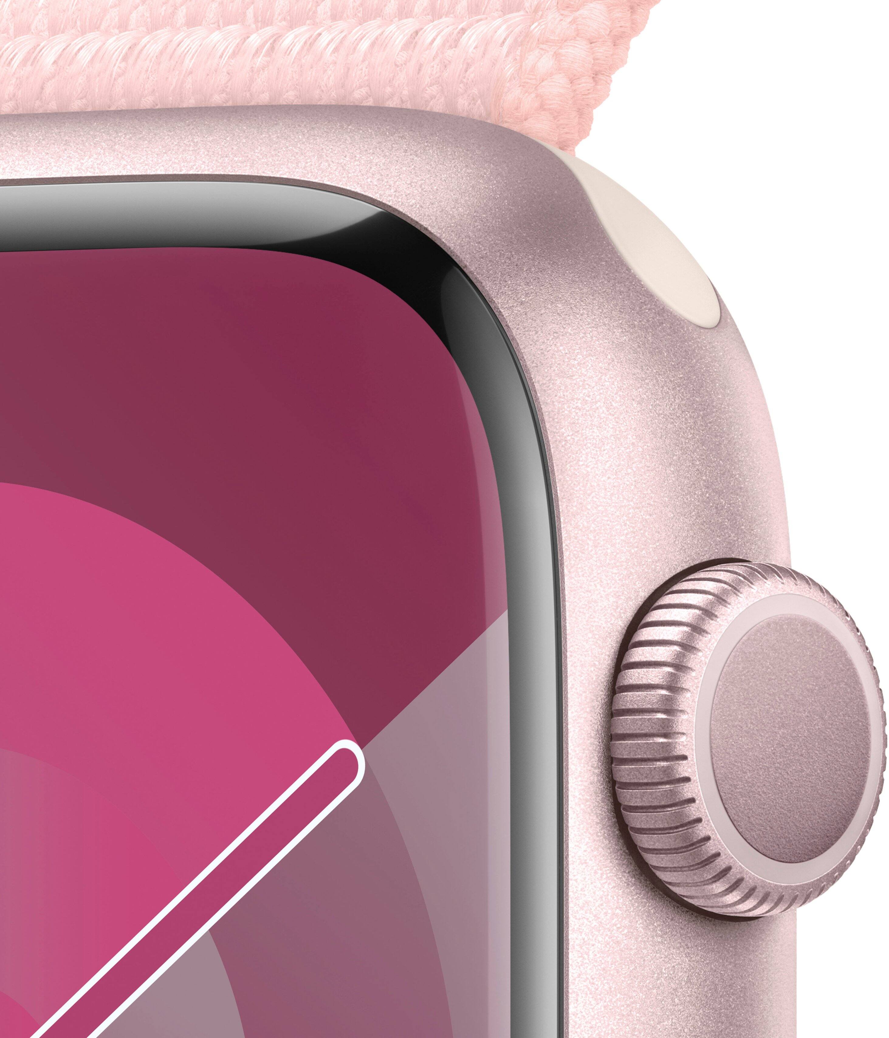 Apple Watch Series 9 GPS 45mm Caixa de alumínio com alça esportiva rosa claro - Rosa-MR9J3LW/A