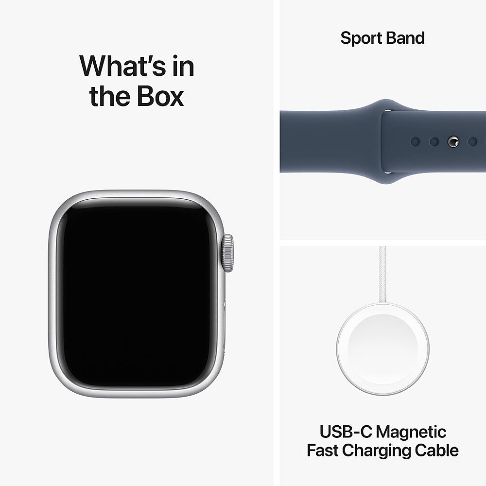 Apple Watch Series 9 GPS + Cellular Caixa de alumínio de 41 mm com pulseira esportiva Storm Blue (pequeno/médio) - prata-MRHV3LW/A