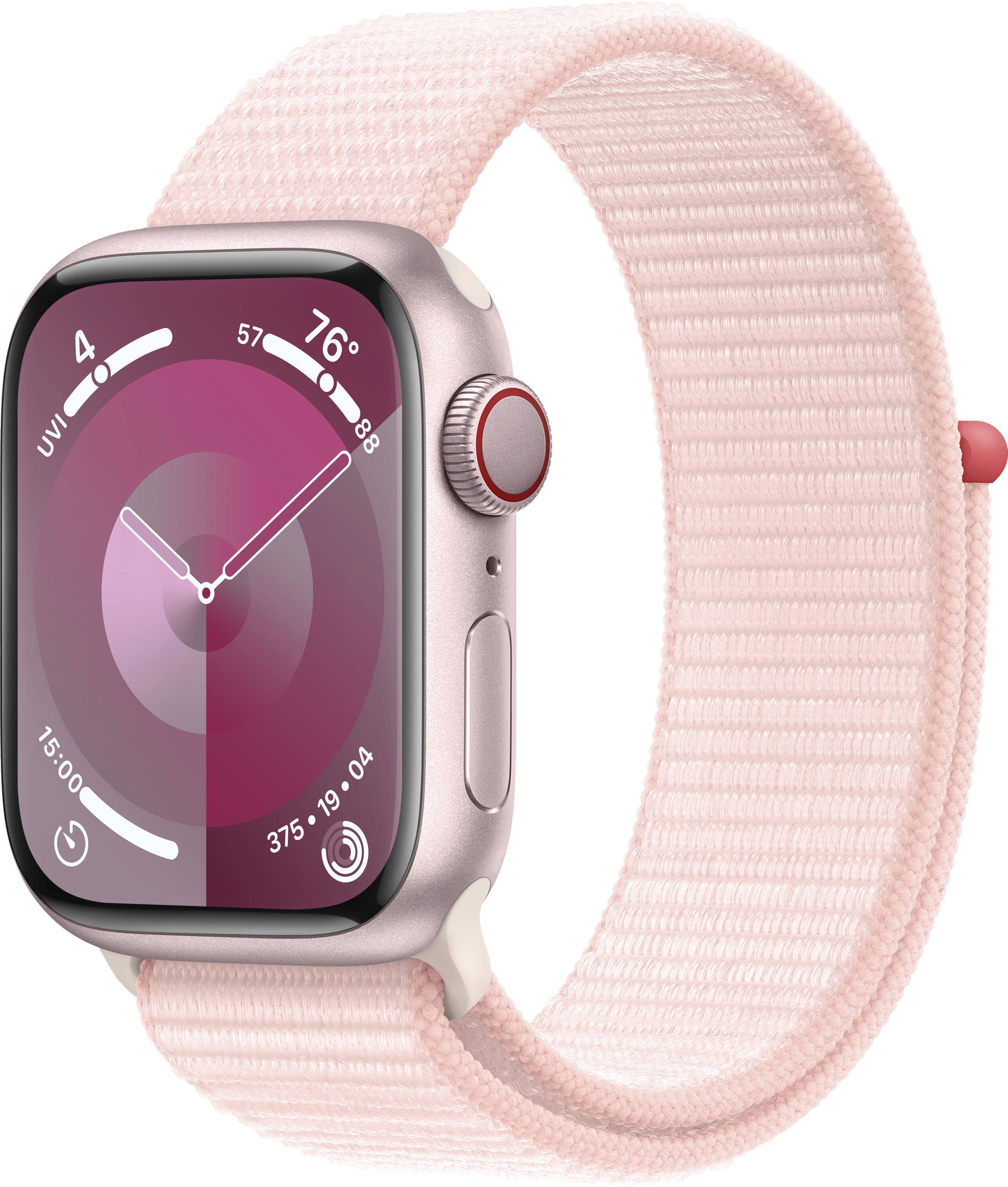 Apple Watch Series 9 GPS + celular 41 mm caixa de alumínio com alça esportiva rosa claro - rosa-MRJ13LW/A