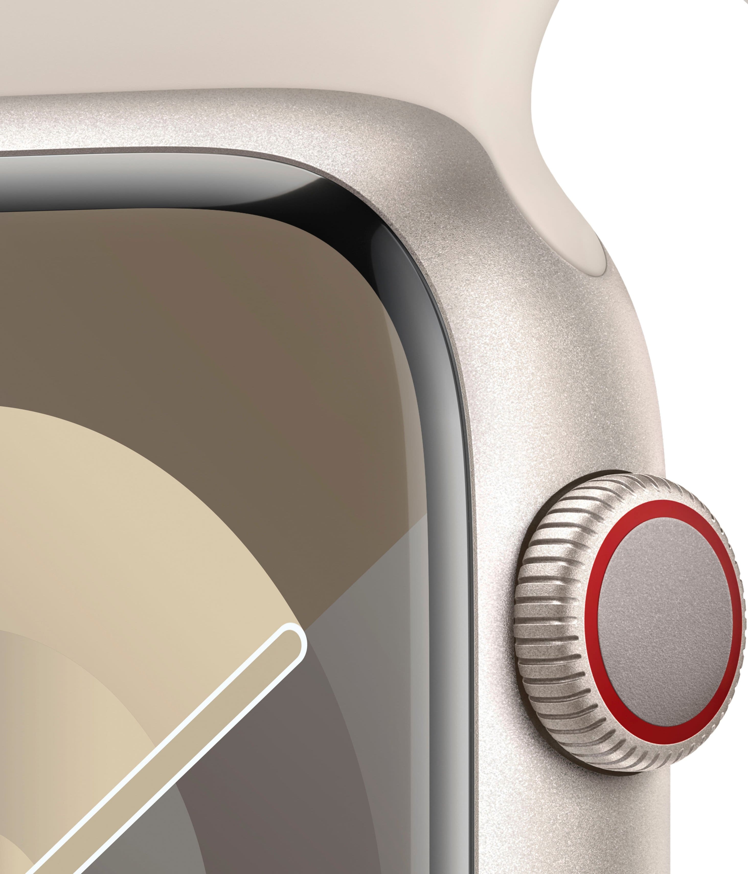 Apple Watch Series 9 GPS + celular 45 mm caixa de alumínio com pulseira esportiva Starlight (médio/grande) - Starlight-MRM93LW/A