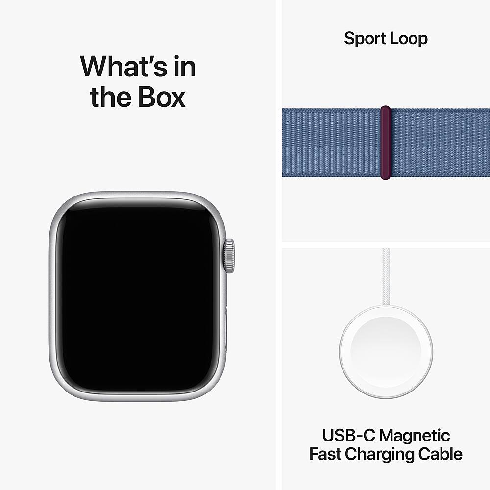 Apple Watch Series 9 GPS + celular 45 mm caixa de alumínio com alça esportiva azul inverno - prata-MRMJ3LW/A