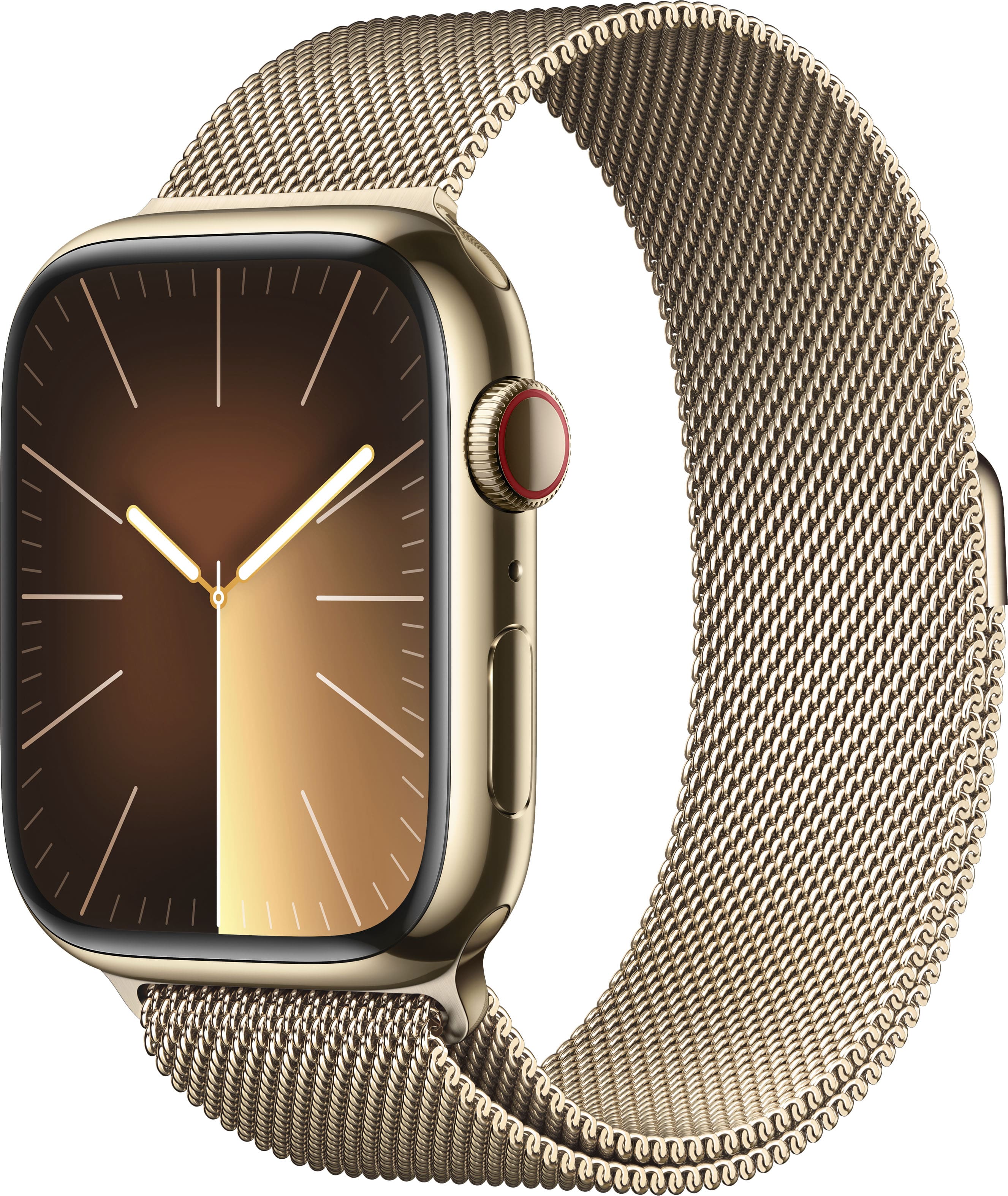 Apple Watch Series 9 GPS + celular caixa de aço inoxidável de 45 mm com alça milanesa dourada - Gold-MRMU3LW/A