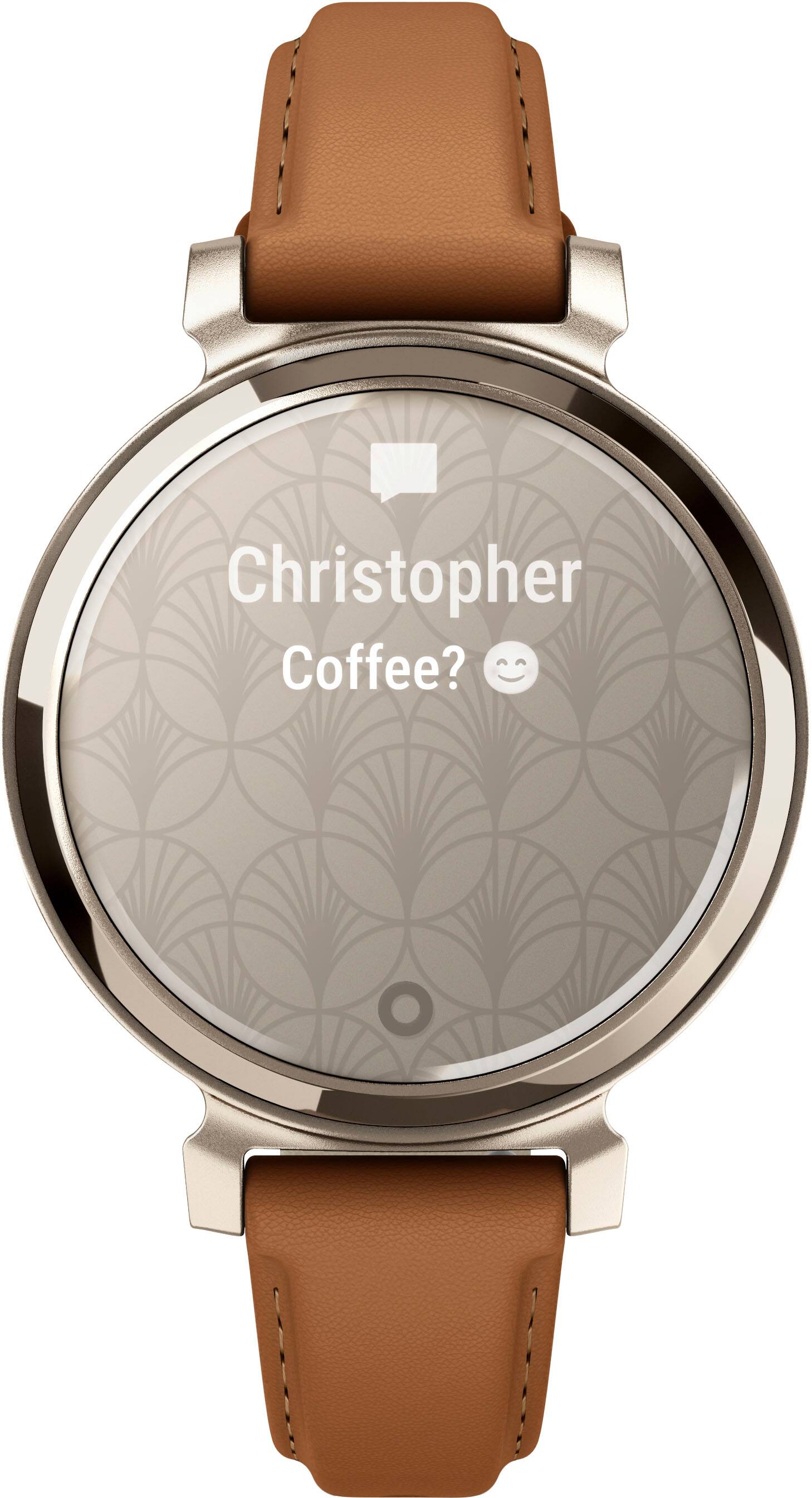 Garmin - Lily 2 Classic Smartwatch 34 mm alumínio anodizado - ouro creme com pulseira de couro castanho-010-02839-02