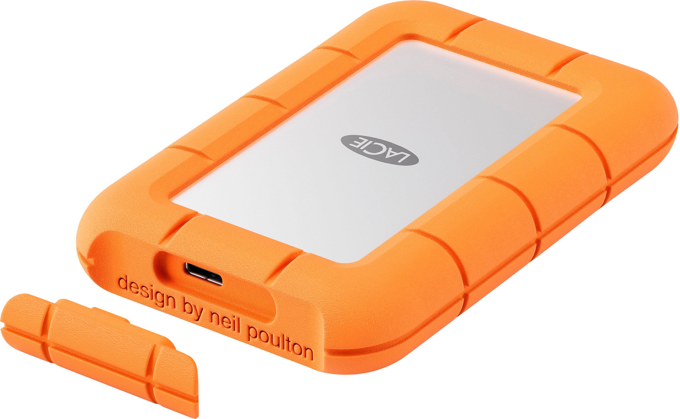 Unidade de estado sólido LaCie Rugged Mini SSD de 4 TB - USB 3.2 Gen 2x2, velocidades de até 2.000 MB/s (STMF4000400) - Prata e Laranja-STMF4000400