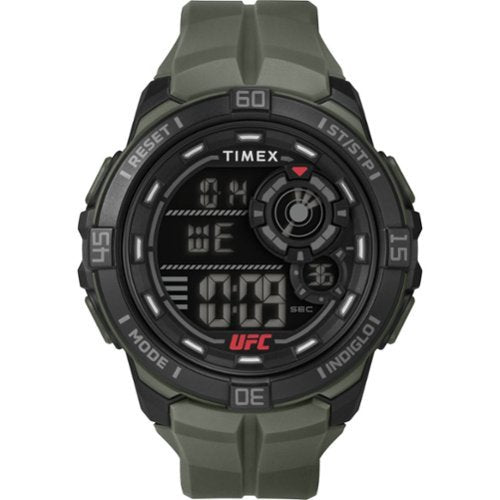 Timex - Relógio masculino UFC Rush 52 mm - Pulseira verde com mostrador digital e caixa preta - Verde-TW5M59400JT