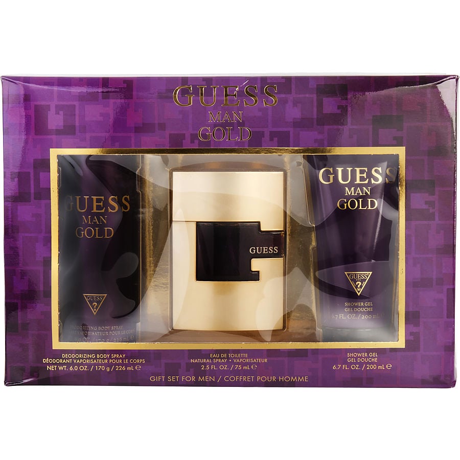 Perfume Masculino Guess Gold Edt Spray 75 Ml & Corporal 180 Gel De Banho 200