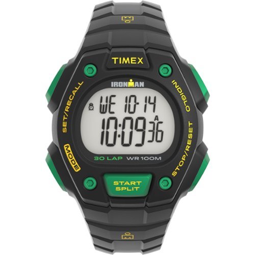 Timex - Relógio masculino Ironman Classic 30 41 mm - pulseira preta com mostrador digital, caixa preta - preto-TW5M590009J