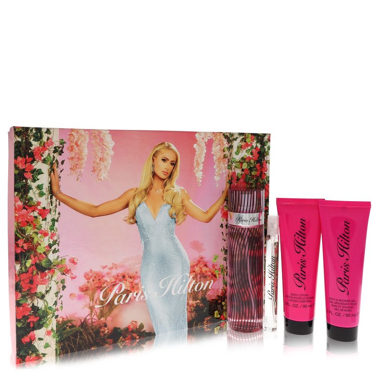 Perfume Feminino Paris Hilton 100 ML Eau De Parfum Spray + 90 ML Loção corporal + 90 ML Gel de banho + 10 Ml Mini Edp Spray