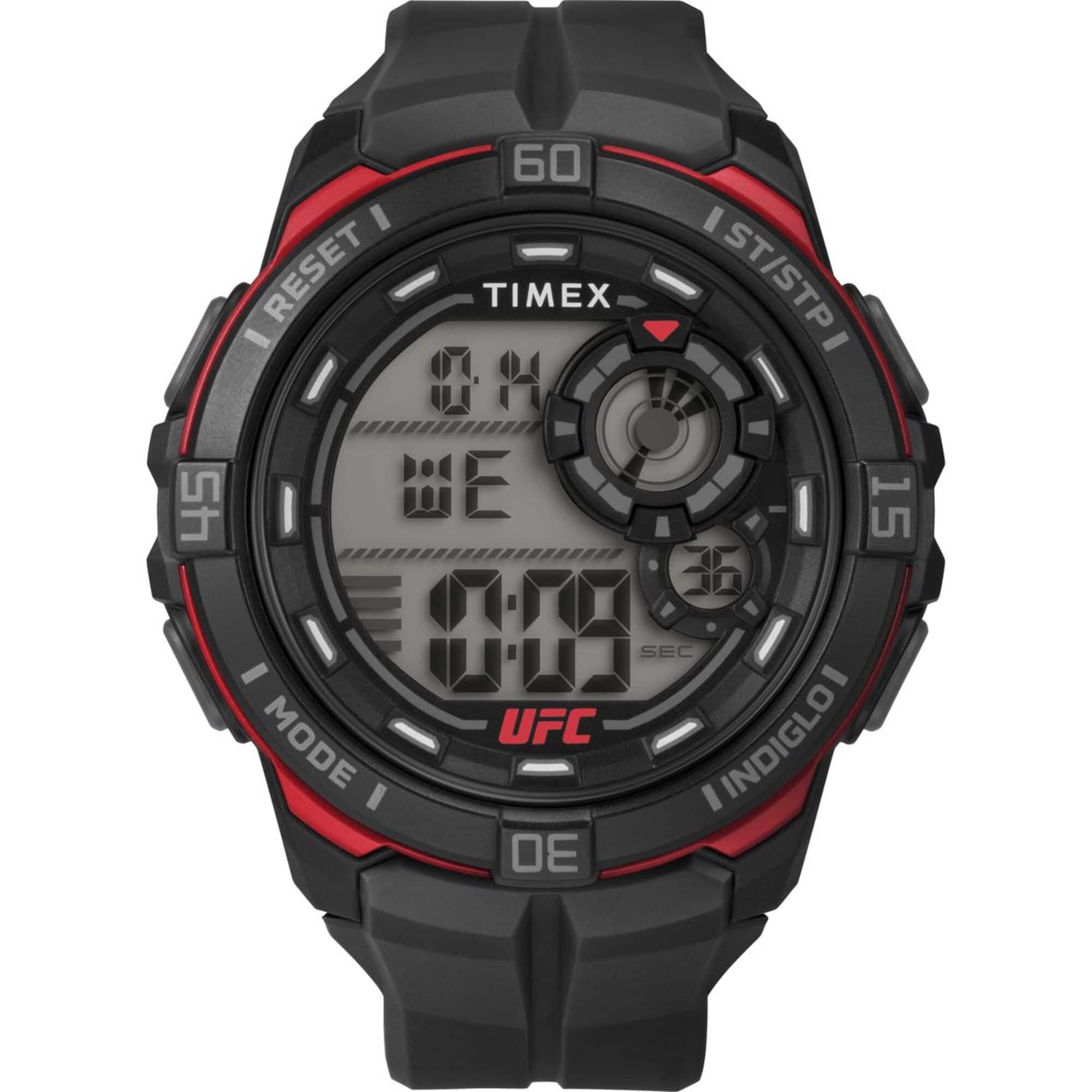 Timex - Relógio masculino UFC Rush 52 mm - pulseira preta com mostrador digital, caixa preta - preto-TW5M59100JT