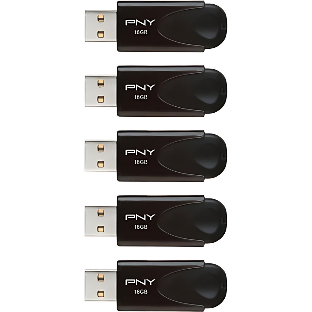 Pen Drive PNY - Unidade flash USB 2.0 de 16 GB Attaché 4 tipo A com 5 unidades - Preto-P-FD16GX5ATT4-EF