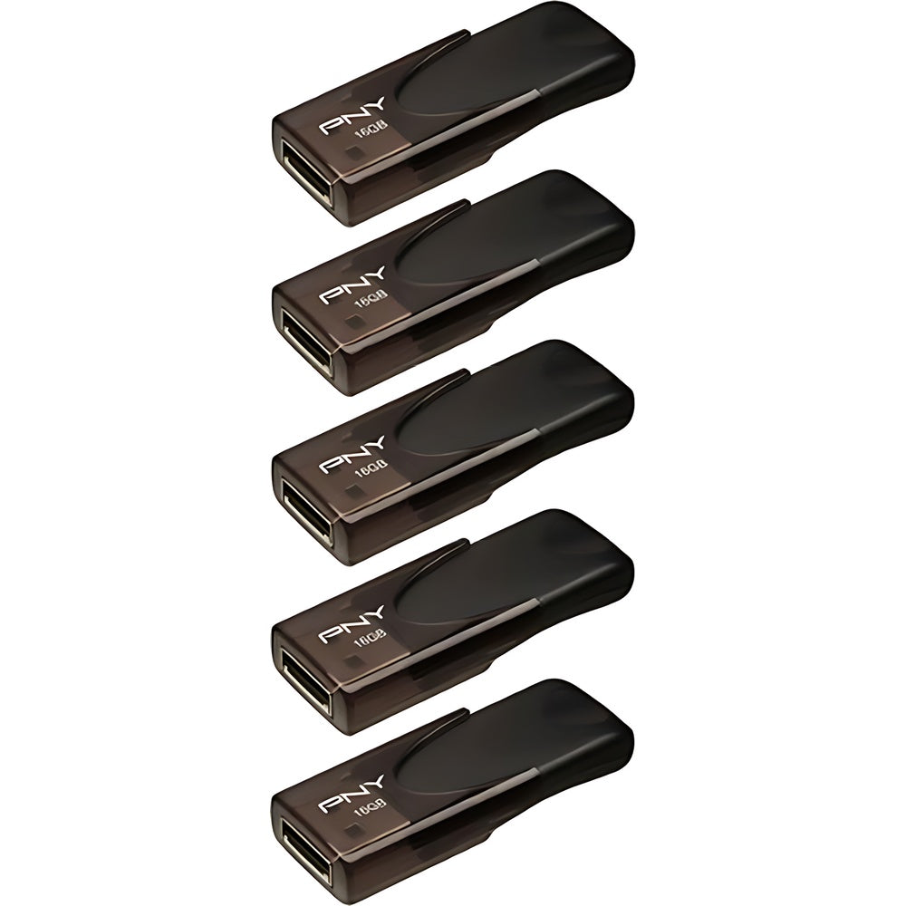 Pen Drive PNY - Unidade flash USB 2.0 de 16 GB Attaché 4 tipo A com 5 unidades - Preto-P-FD16GX5ATT4-EF
