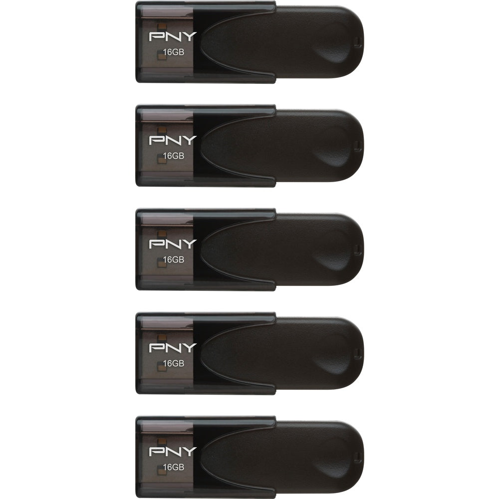 Pen Drive PNY - Unidade flash USB 2.0 de 16 GB Attaché 4 tipo A com 5 unidades - Preto-P-FD16GX5ATT4-EF