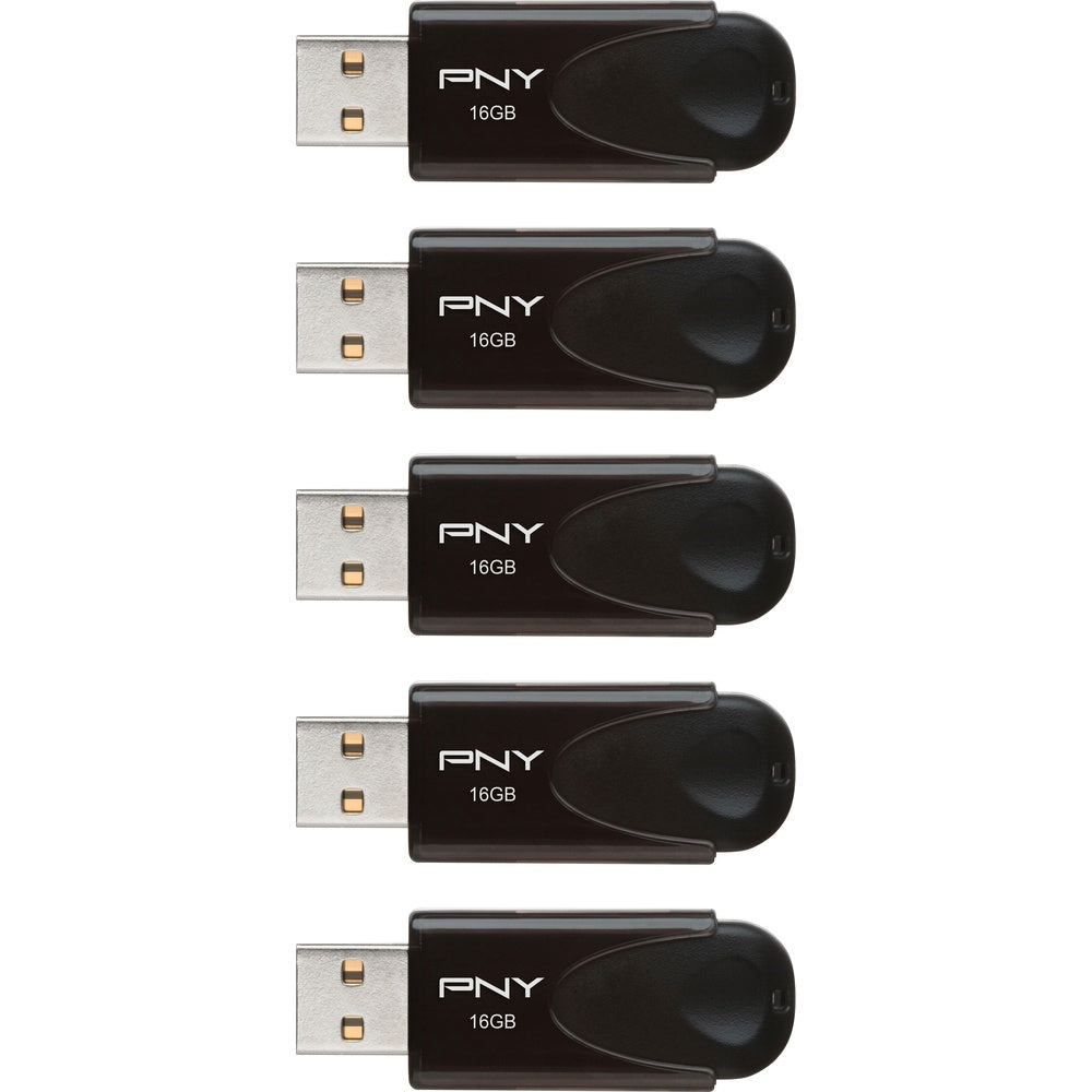 Pen Drive PNY - Unidade flash USB 2.0 de 16 GB Attaché 4 tipo A com 5 unidades - Preto-P-FD16GX5ATT4-EF